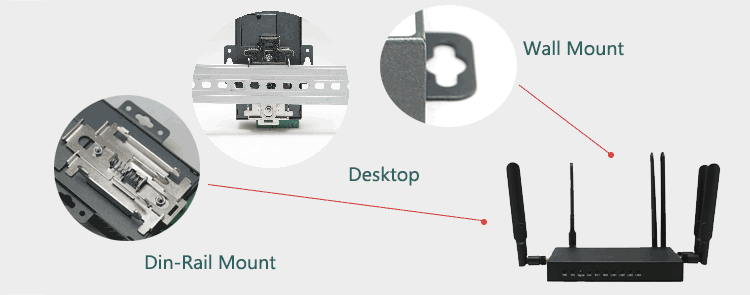 4g router Montaggio a parete su guida DIN e installazione desktop