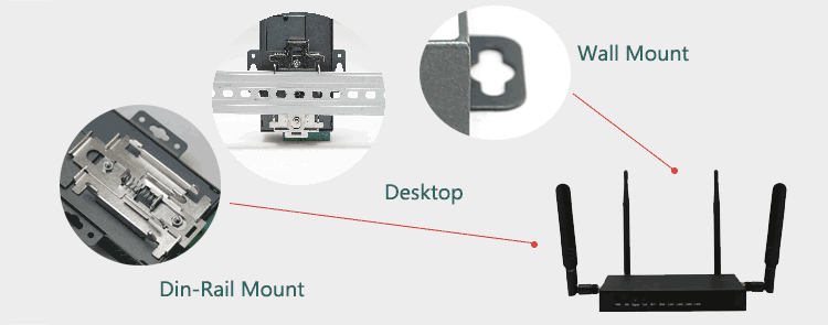 4g router Montaggio a parete su guida DIN e installazione desktop