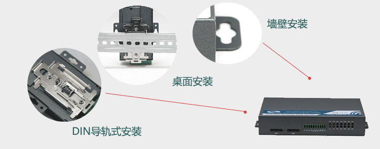 H720支持桌面安裝、牆壁安裝、DIN導軌式安裝